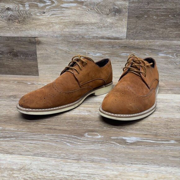 Franco Vanucci Tan Suede Wingtip Shoes Men's Size 12 - Picture 1 of 7